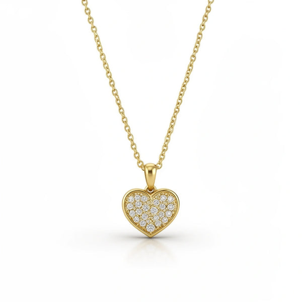 gargantilla de corazón de oro 14k relleno de circonias