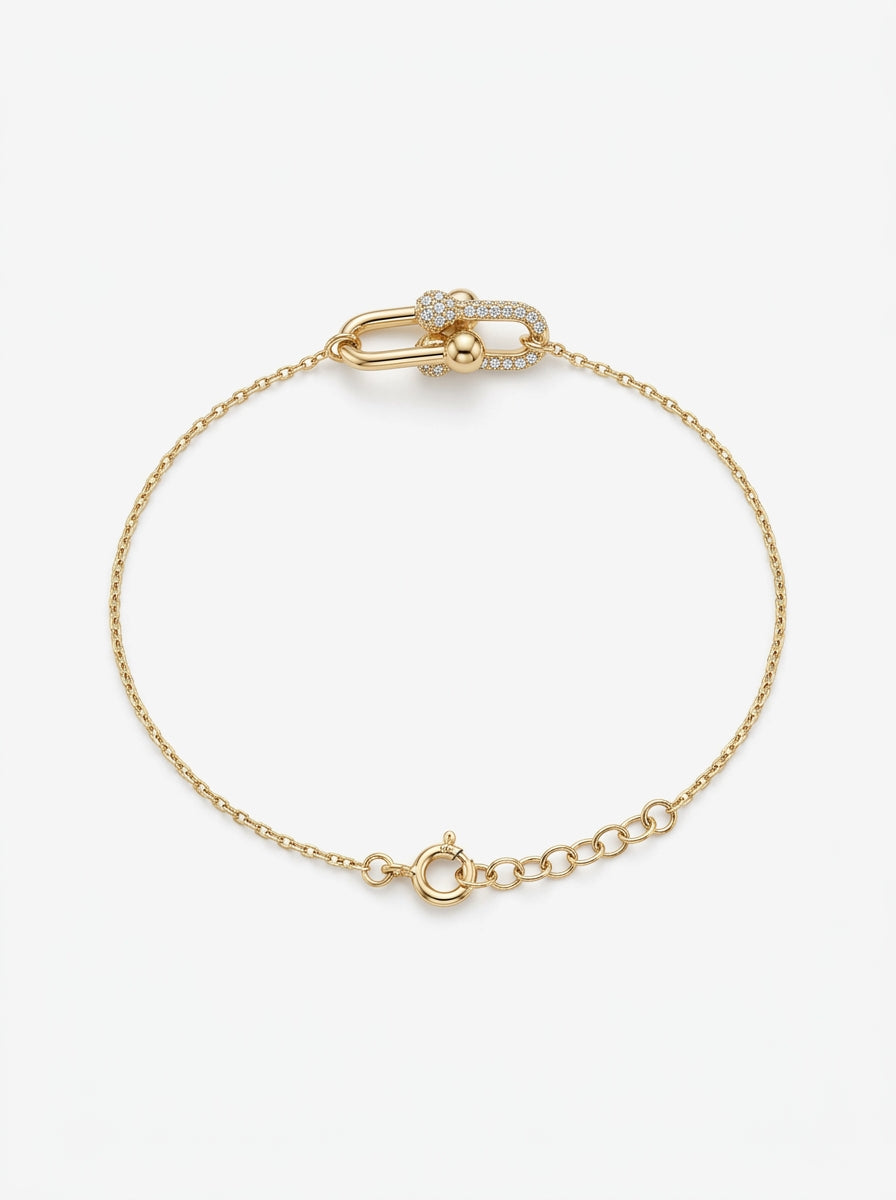 Pulsera de oro 14k tipo diseñador mod 5916- 18 cm