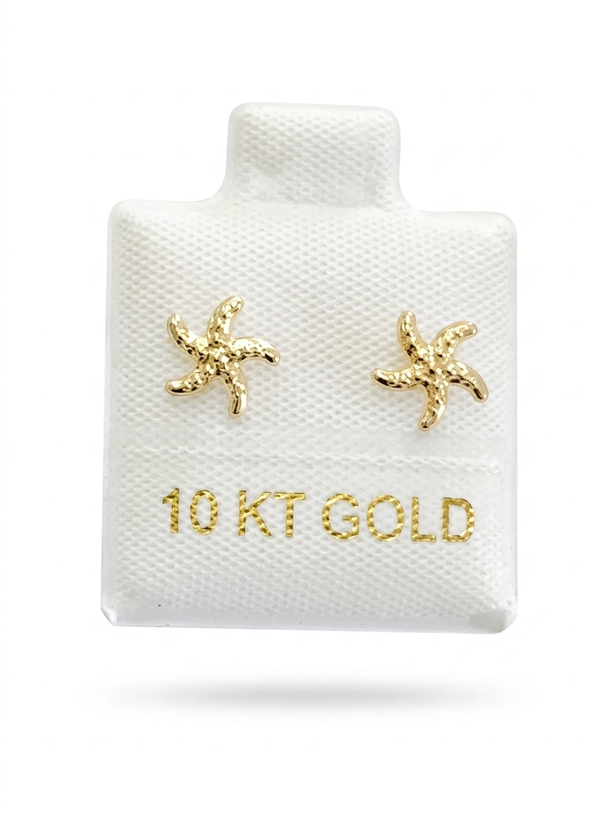 Broquel de oro 10k diseño de estrella de mar Mod LM5184 ( de bolitas)