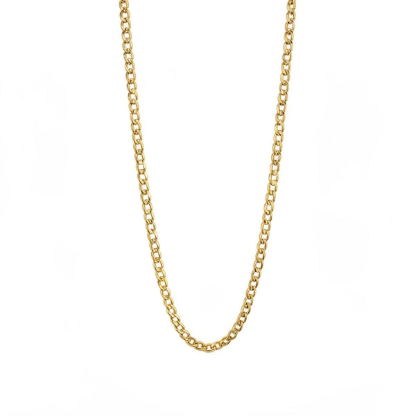 Cadena cubana lisa de oro 14k unisex - 55 cm x 3 mm