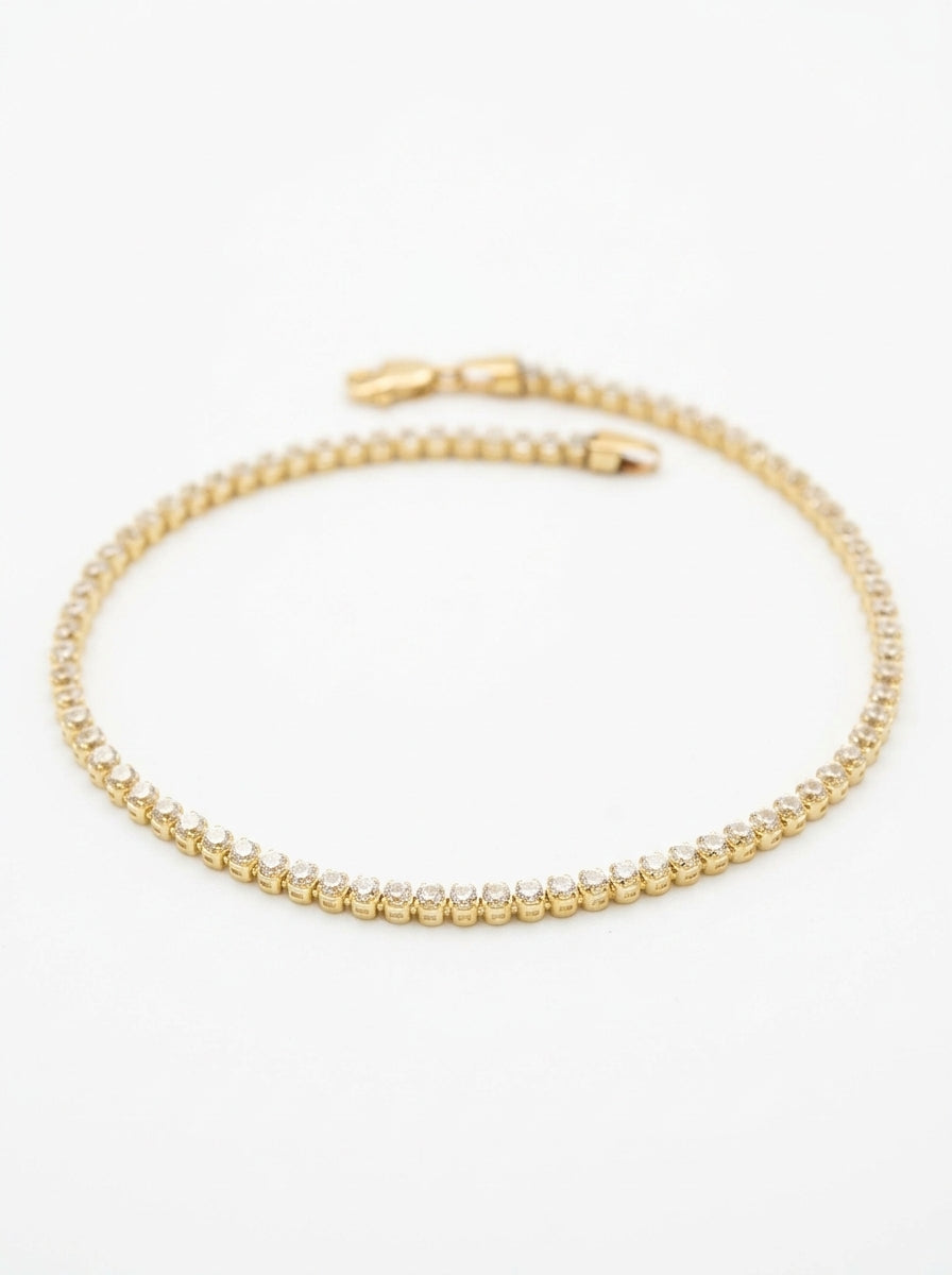 Pulsera de oro 14k diseño tipo tennis blanca 5934 - 18 cm