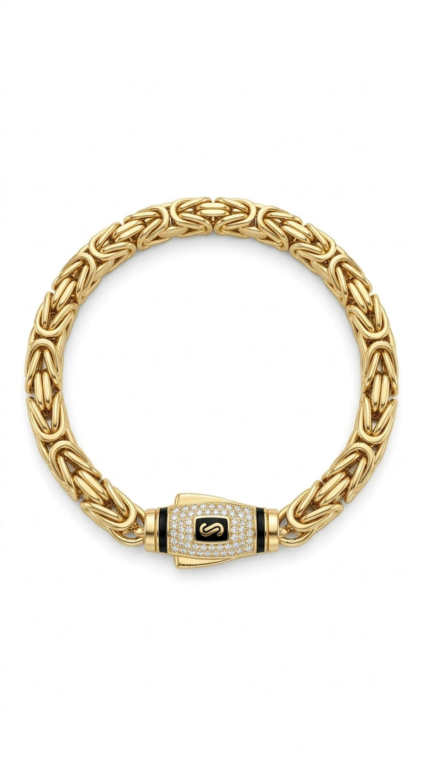 Pulsera de oro 14k diseño Rey LM 5059 - 21 cm x 5 mm