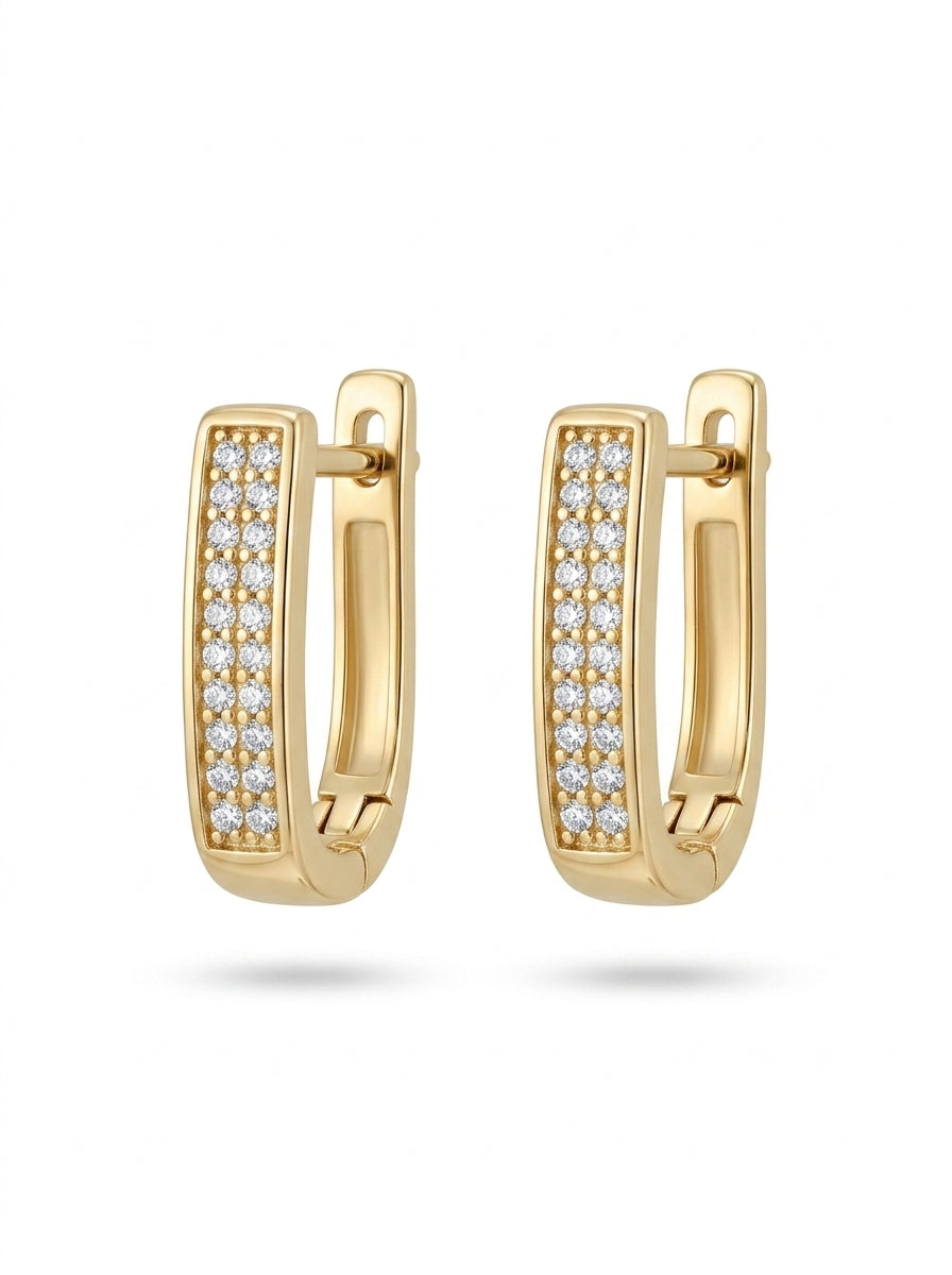 Huggies de oro 14k tipo diseñador Mod LM5394 - 1.4 cm