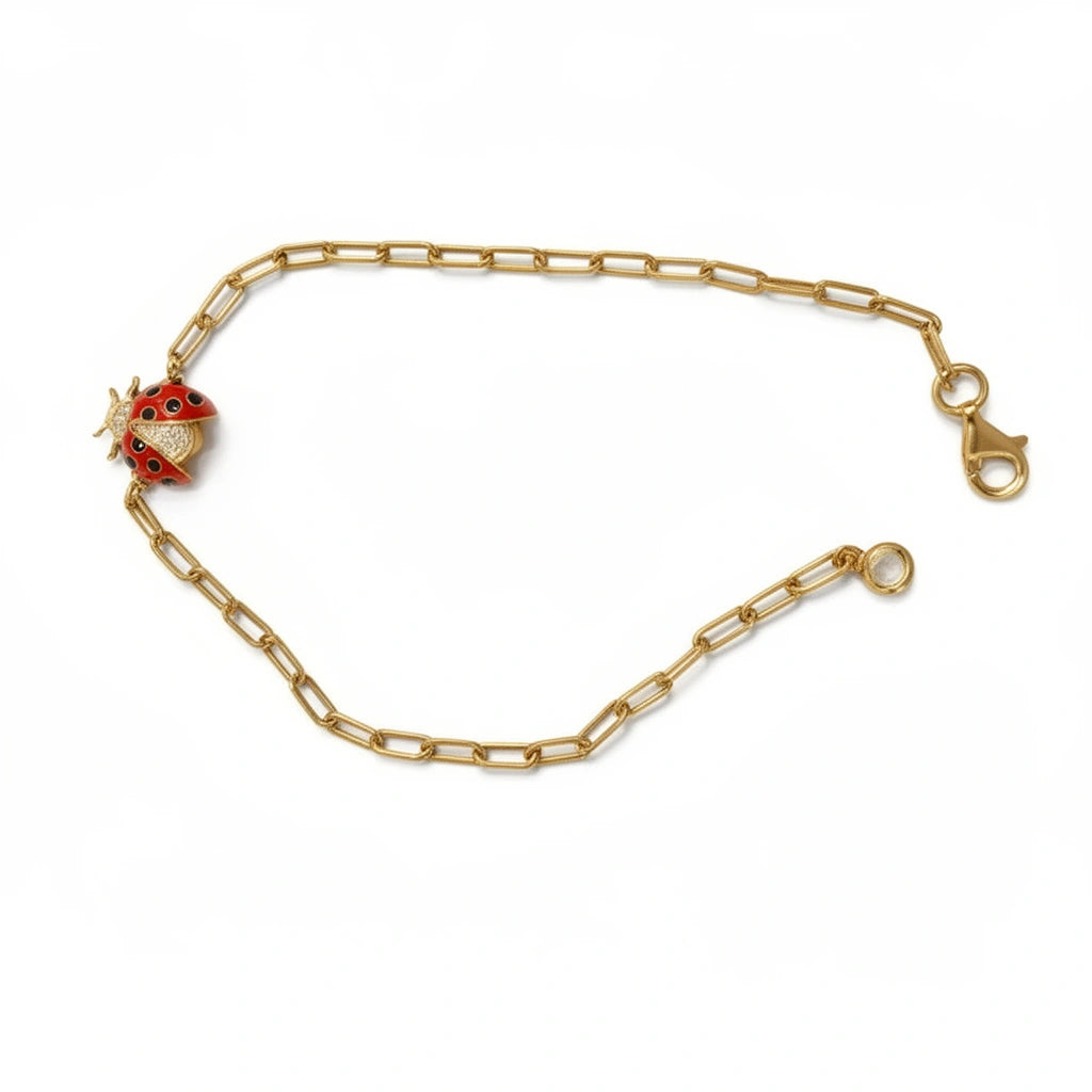 Pulsera de oro 10k de clip con catarina - 18 cm