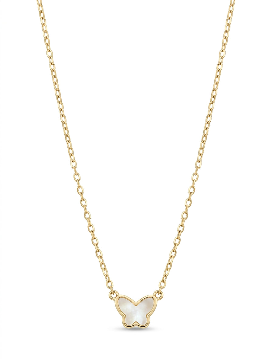 Gargantilla de oro 14k diseño de mariposa mini de madre perla Mod 5633 - 45