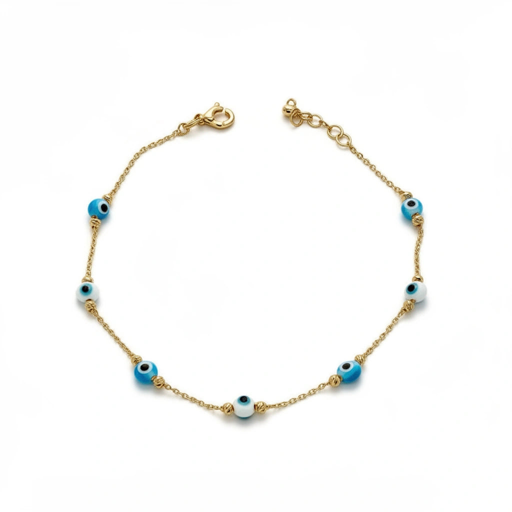 Pulsera de ojos turcos de oro 14k Mod. 1418021