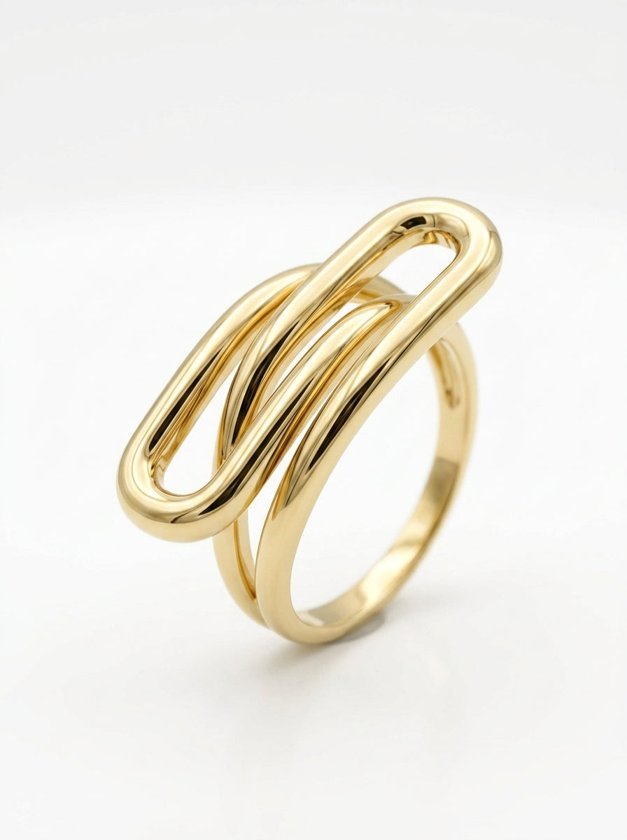 Anillo de oro 14k diseño de doble clip entrelazado Mod LM5311