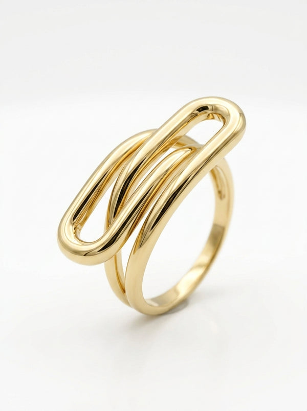 Anillo de oro 14k diseño de doble clip entrelazado Mod LM5311