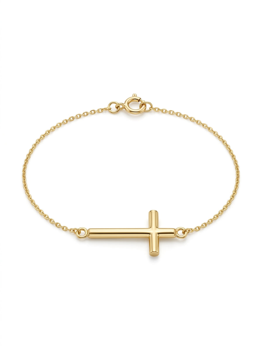 Pulsera de oro 14k diseño de cruz Mod LM5241 - 18 cm