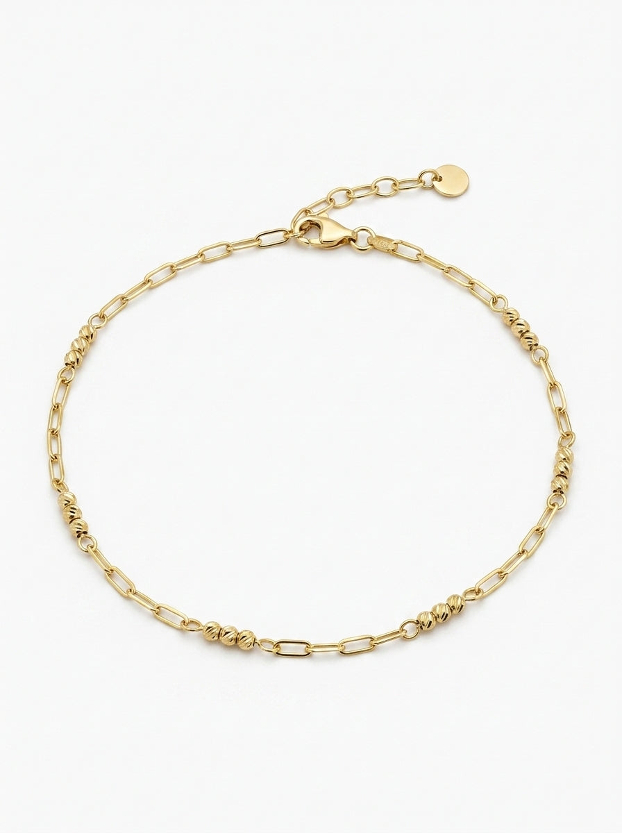 Pulsera de oro 14k diseño de bolitas en tejido clip Mod LM5282 - 18 cm
