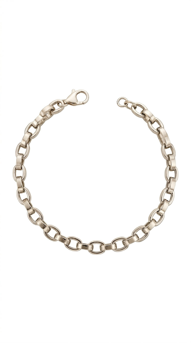 Pulsera de Eslabones Ovalados en Oro Blanco 14K LM5066 - 18 cm