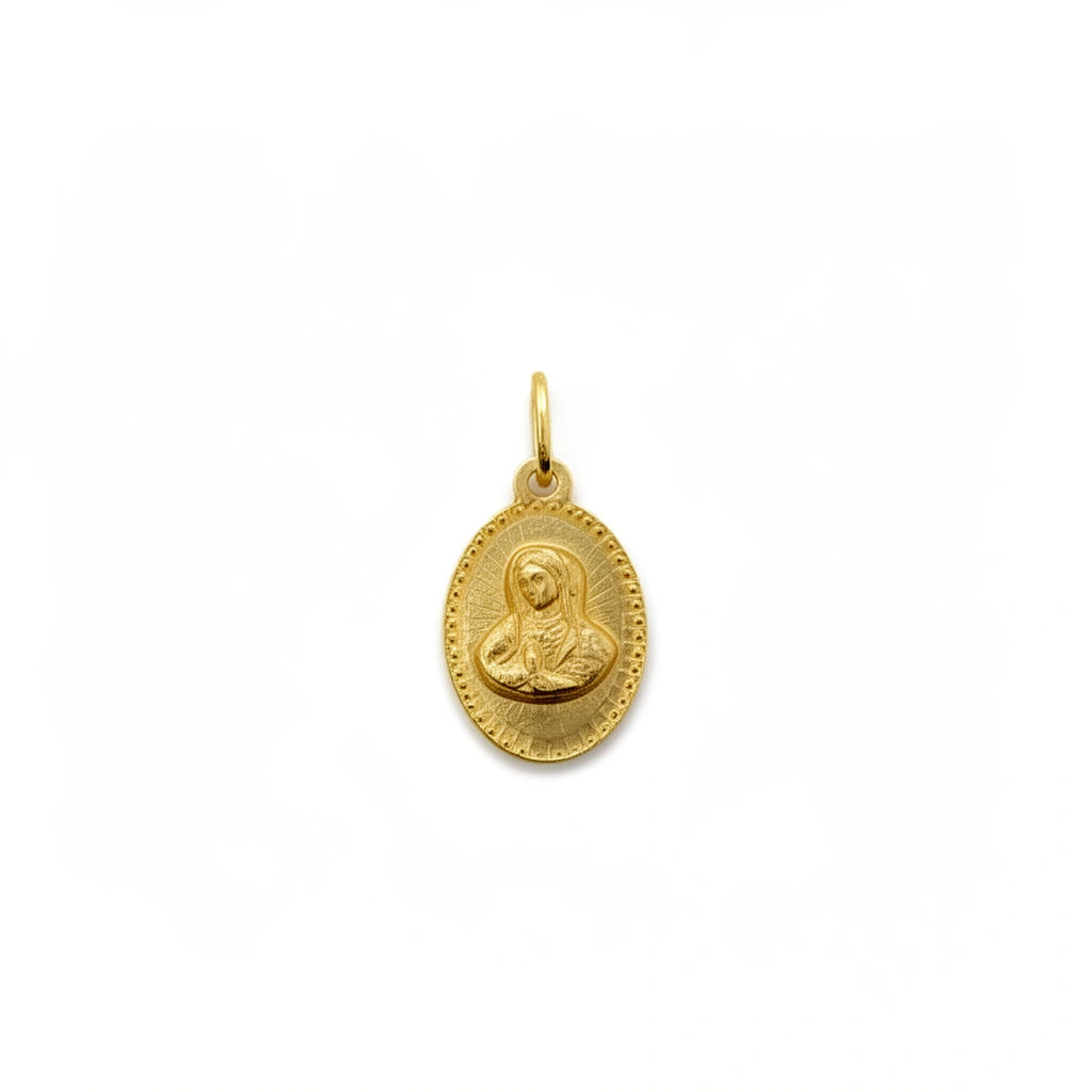 Medalla virgen de Guadalupe oval montada en oro 14k - 1.5 cm