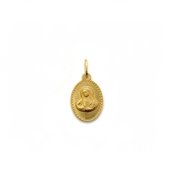 Medalla virgen de Guadalupe oval montada en oro 14k - 1.5 cm