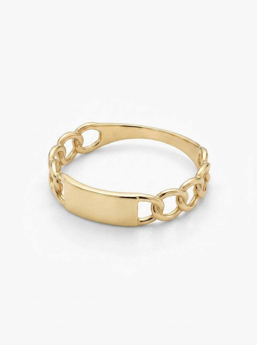 Anillo de oro 14k diseño de eslabón con placa Mod LM5351