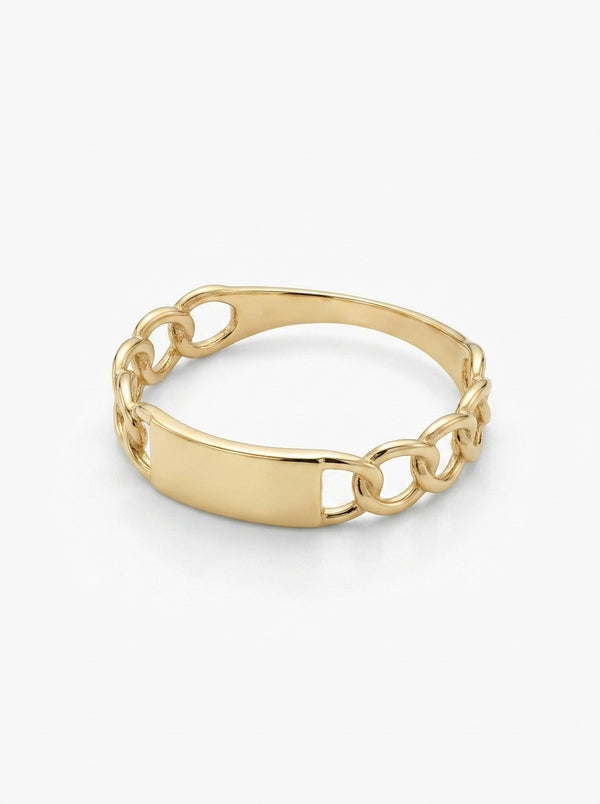 Anillo de oro 14k diseño de eslabón con placa Mod LM5351
