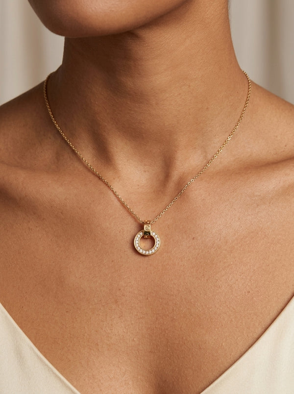 Gargantilla de oro 14k tipo diseñador con circonias Mod 5855 - 45 cm
