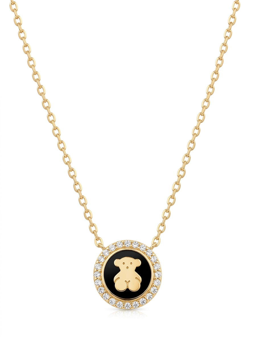 Gargantilla de oro 14k tipo diseñador oso con circonias Mod 5774 - 45 cm
