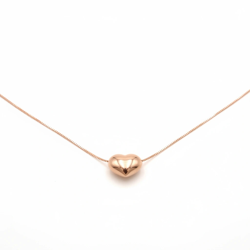 Gargantilla de corazón inflado en oro rosa 14k