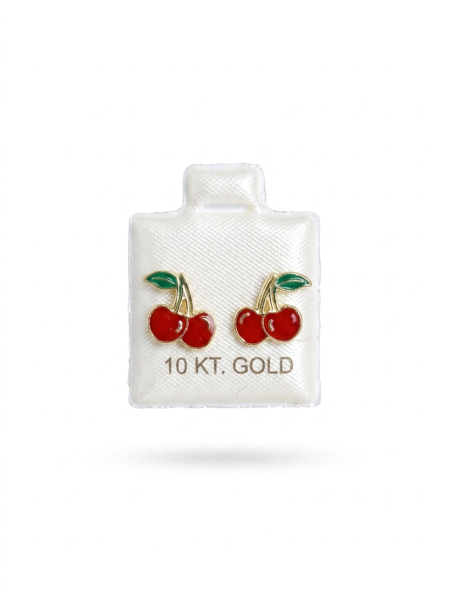 Broquel de oro 10k diseño cerezas Mod LM5190 (de bolitas)