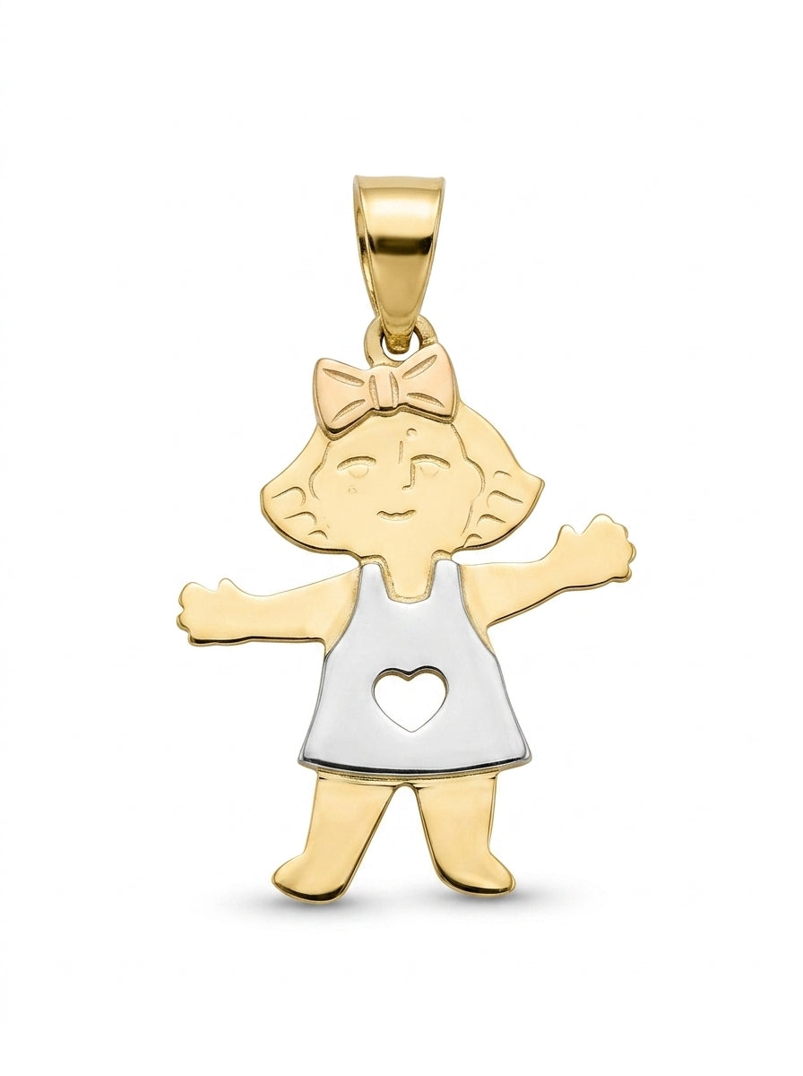 Dije de oro 14k diseño de niña LM5231 - 2 cm