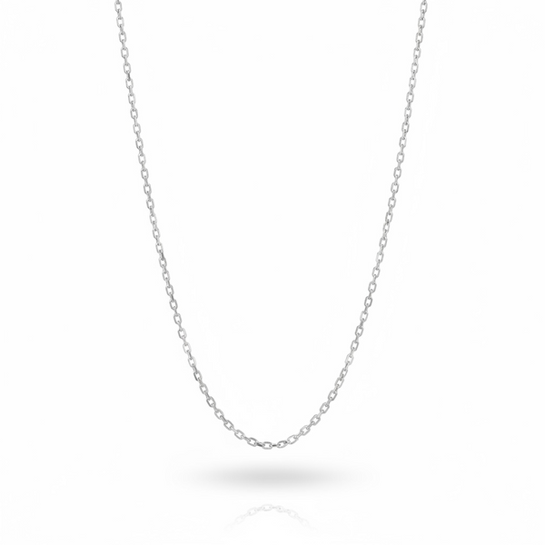 Cadena de oro blanco 14k tejido rolo 1 mm