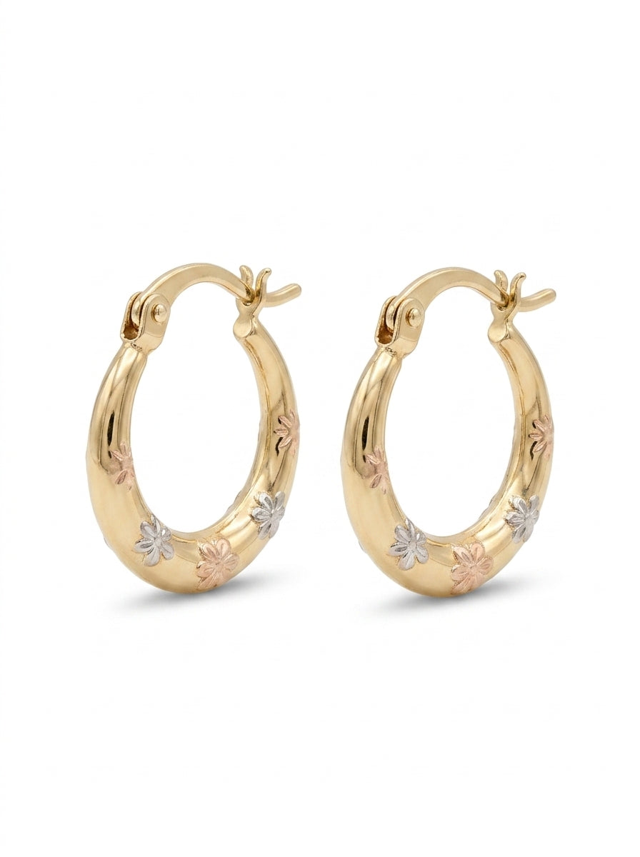 Arracadas de oro 14k diseños de flores Mod 5554 - 1.4 cm