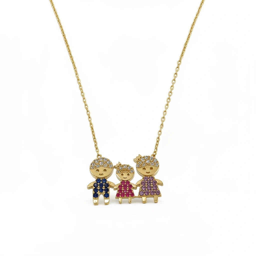 Gargantilla de papás e hija en oro 14k