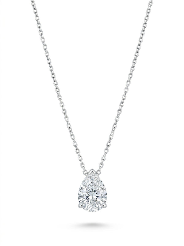 Gargantilla de oro blanco 14k diseño gota de diamante de laboratorio Mod 5473 - 50 cm