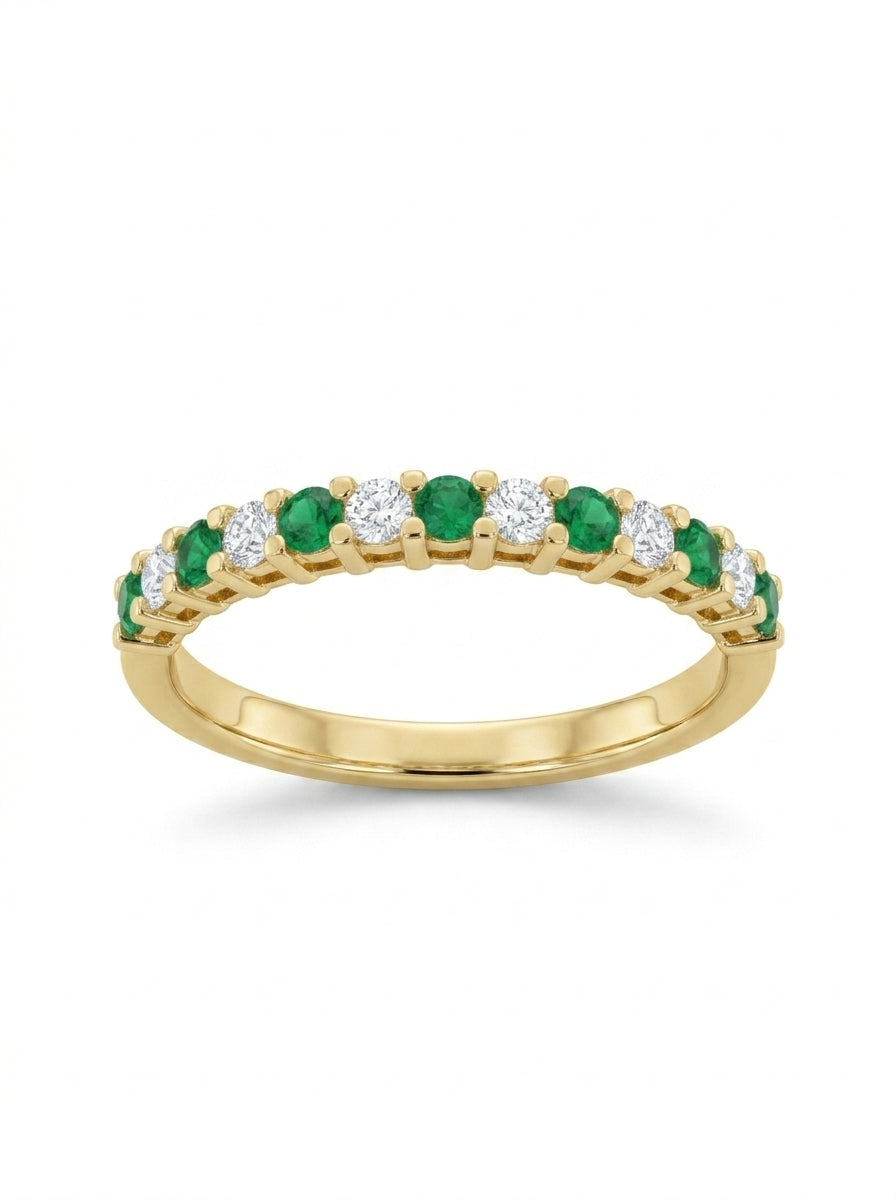 Media churumbela de oro 14k de diamantes y esmeraldas naturales Mod LM5300