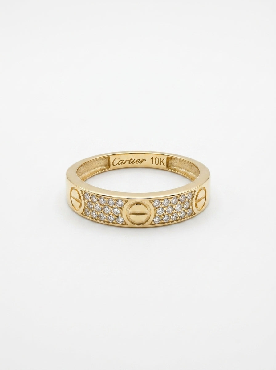 Anillo delgado de oro 10k tipo diseñador con circonias mod 5744
