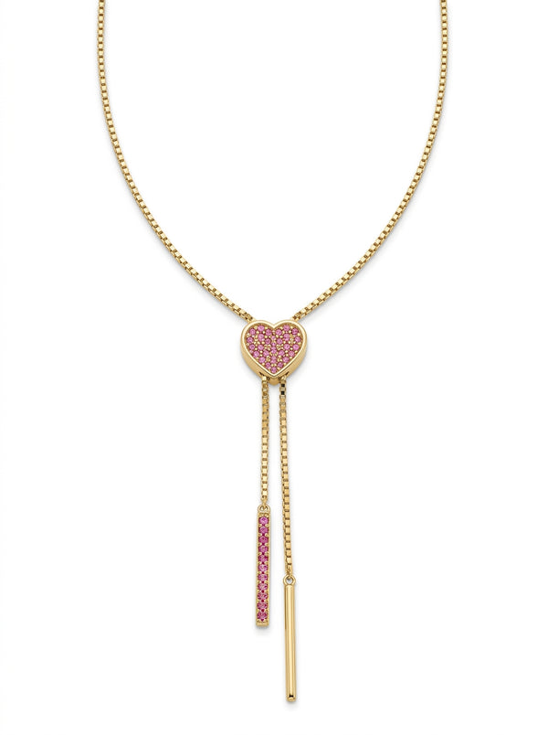 Gargantilla de oro 14k tipo corbatín con diseño de corazón Mod 5141 - ajustable