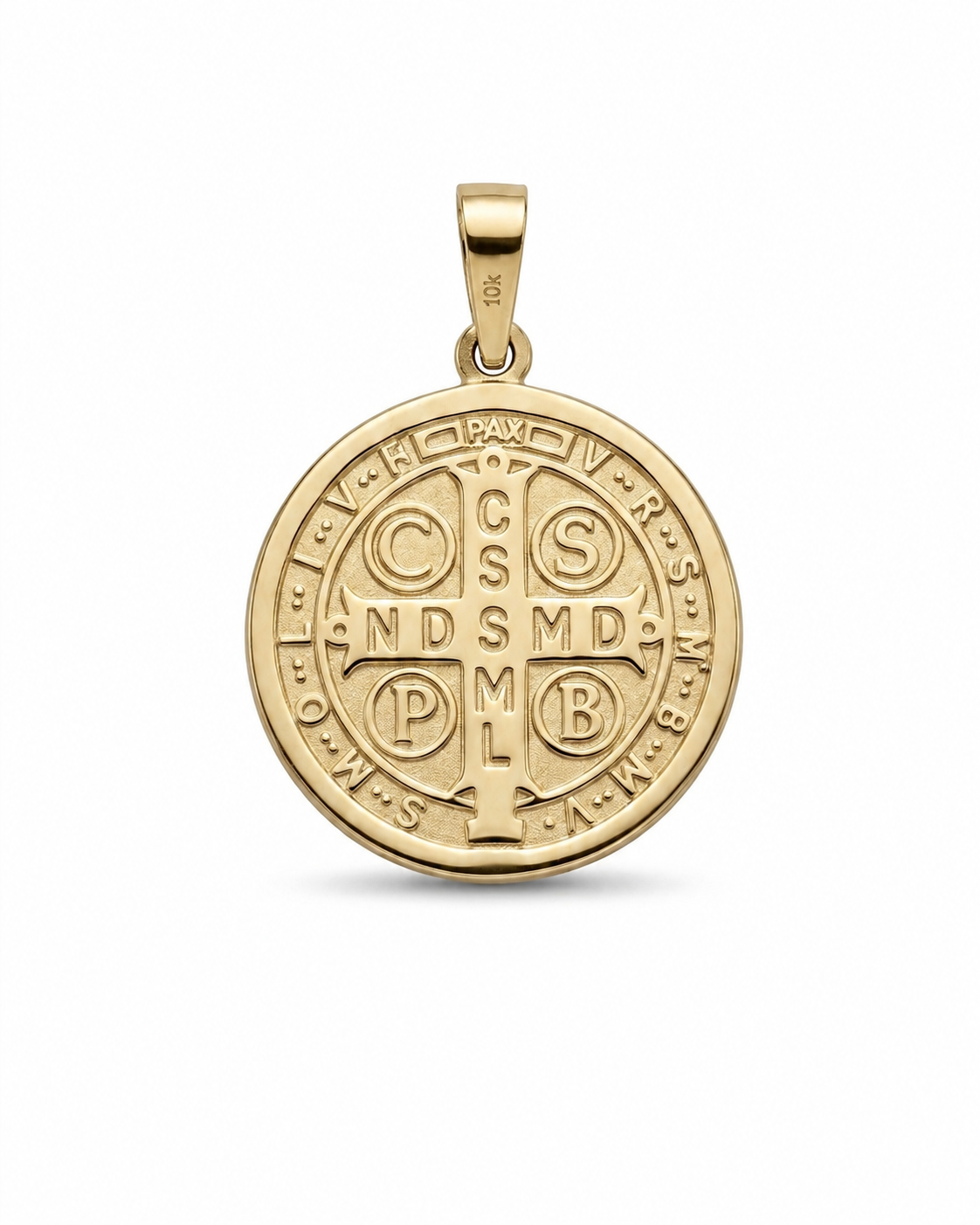 Medalla de oro 10k diseño de San Benito Mod 5696 - 1.5 cm