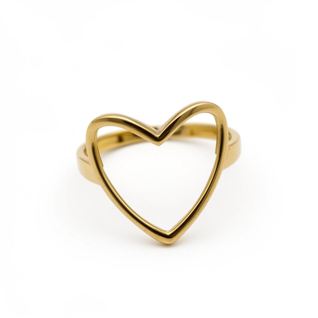 Anillo silueta de corazón de oro 10k