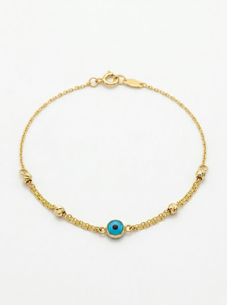 Pulsera de oro 14k diseño ojito turco Mod LM543 - 18 cm
