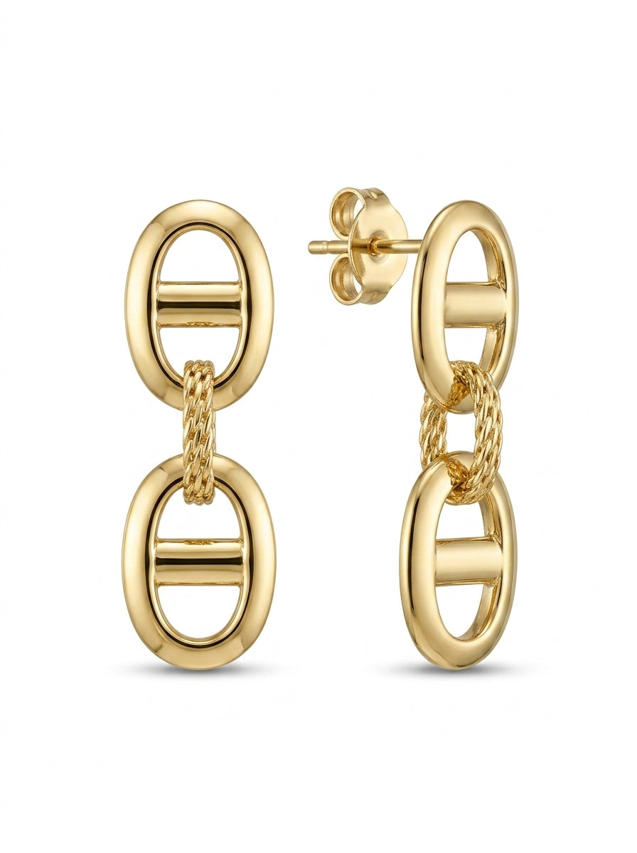 Aretes de oro 14k tipo diseñador Mod LM5317 - 2.5 cm