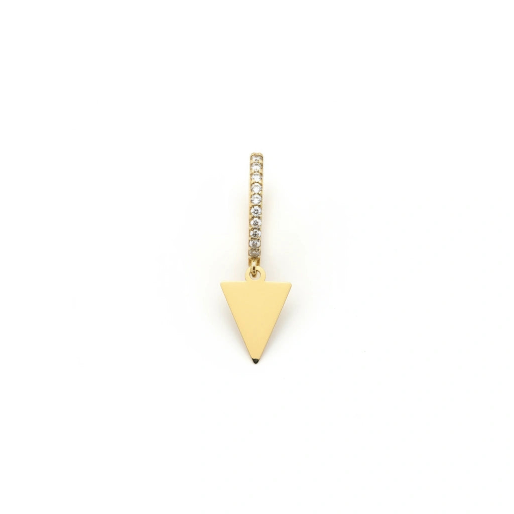 Aretes de triangulo con circonia de oro 14k