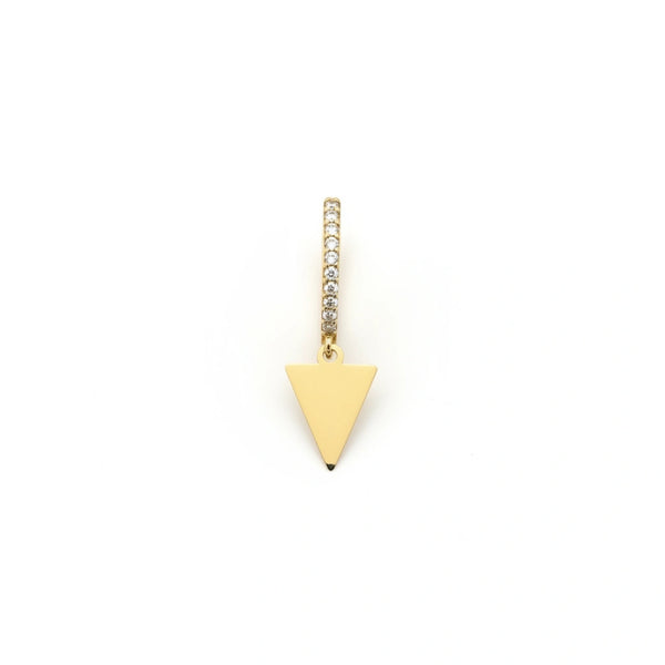 Aretes de triangulo con circonia de oro 14k