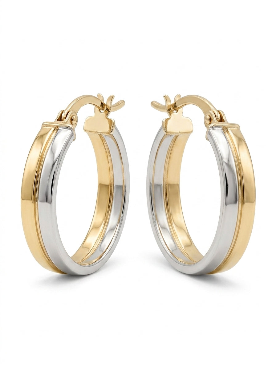 Arracadas de oro 14k bicolor Mod 5553 - 1.6 cm