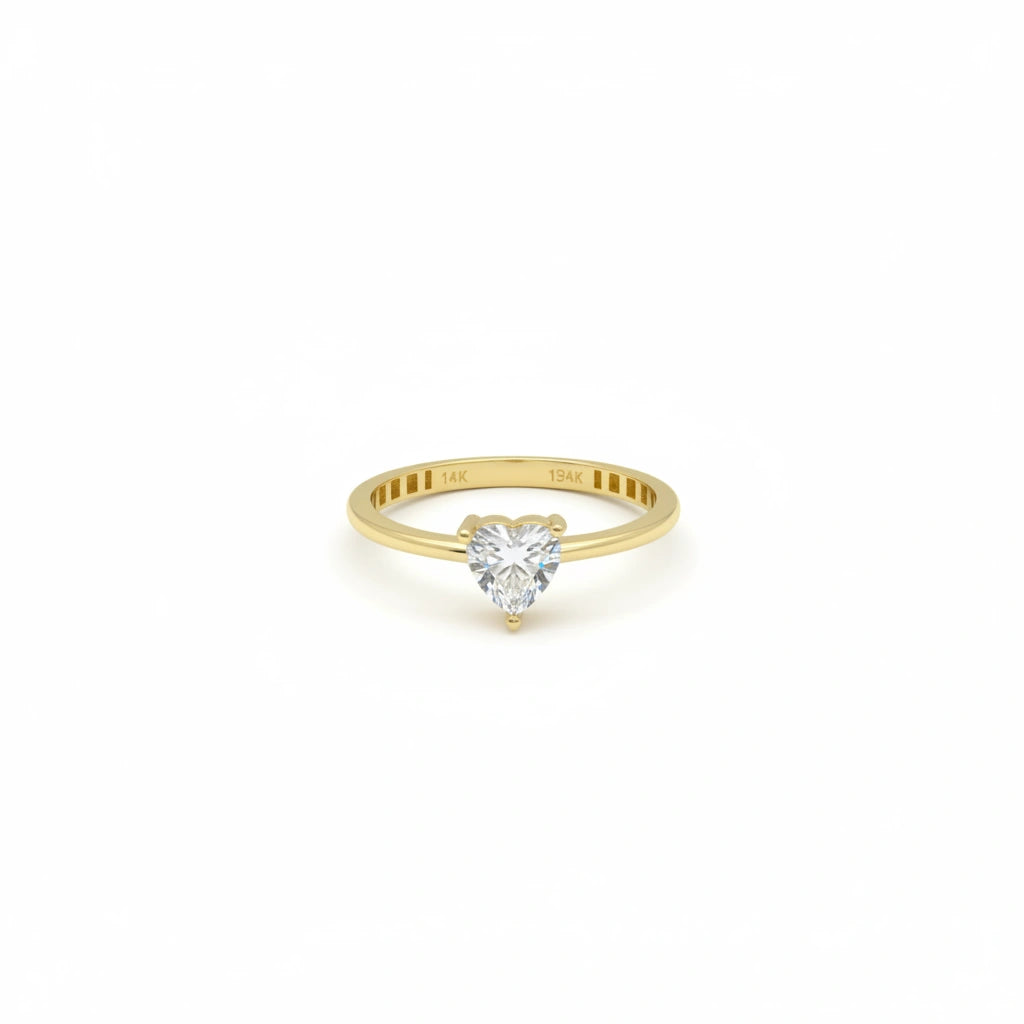 Anillo de oro 14k con circonia en forma de corazón Mod. 146515