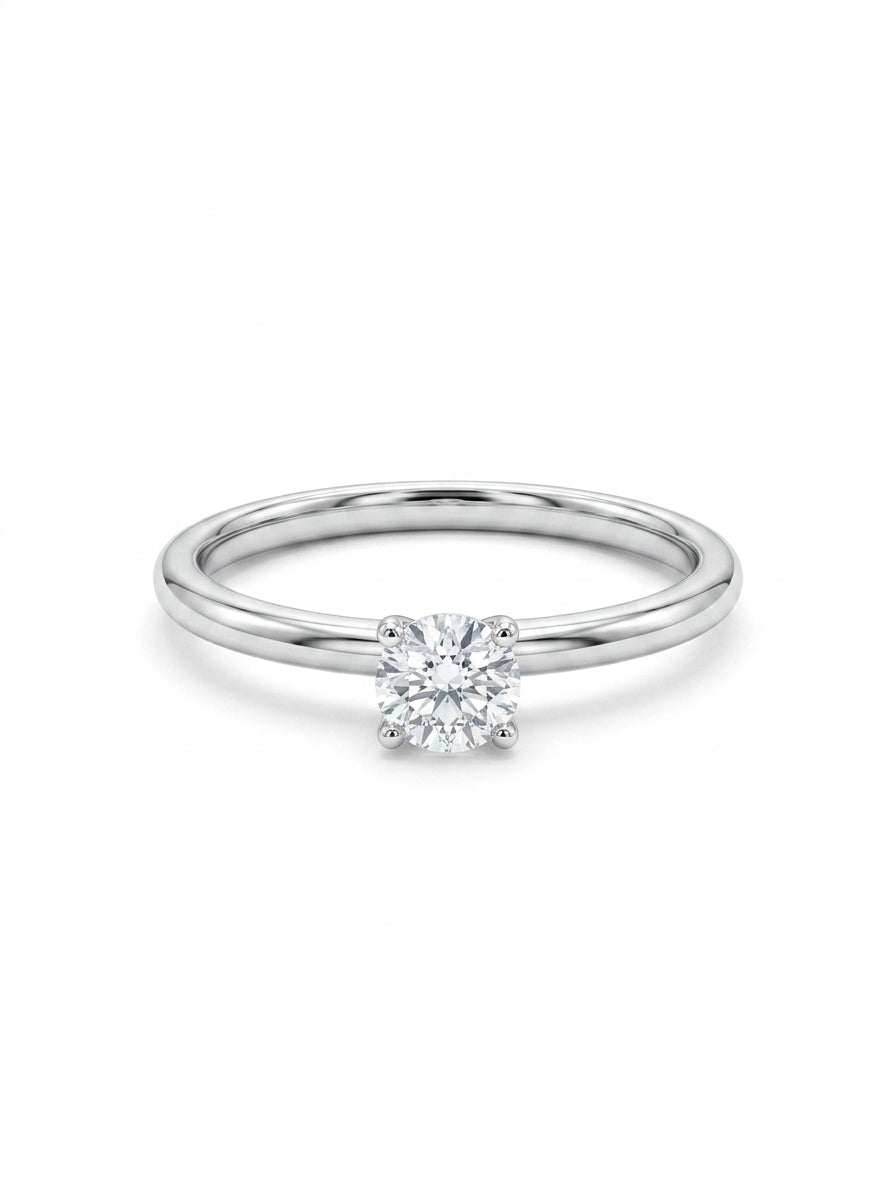 Anillo solitario de oro blanco 14k y diamante de laboratorio Mod LM5298