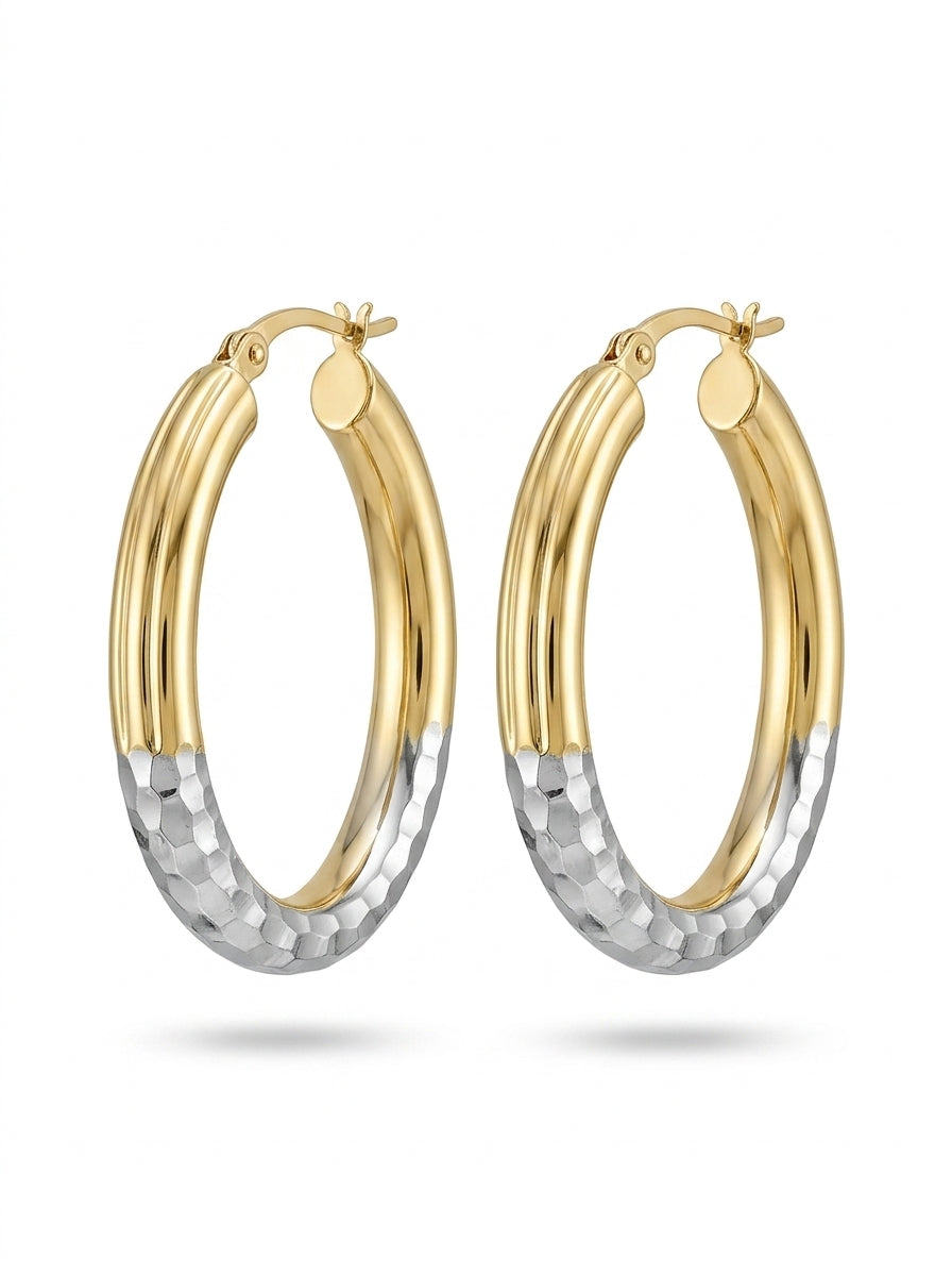 Arracadas de oro 14k bicolor Mod LM5194 - 1.8 cm
