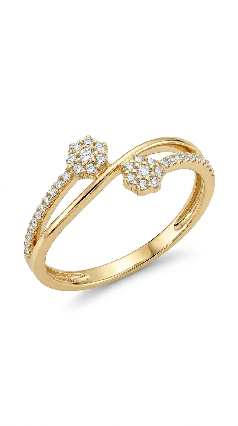Anillo oro 14k con diseño de flores Mod. LM5102