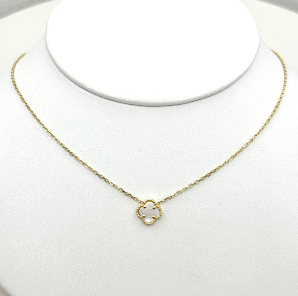 Gargantilla de trébol de Oro 14k con piedra de madre perla