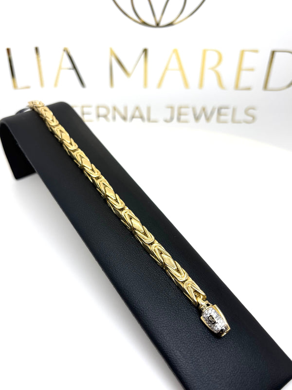 Pulseta tejido bizantino de oro 14k