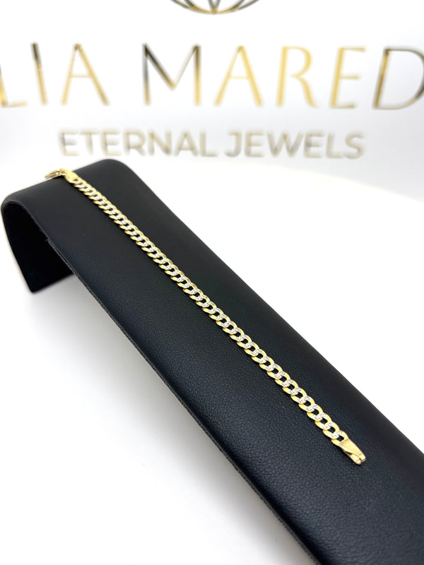 pulsera cubana diamantada de oro 14k kids