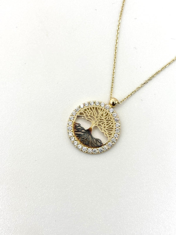 Gargantilla del arbol de la vida de oro 14k
