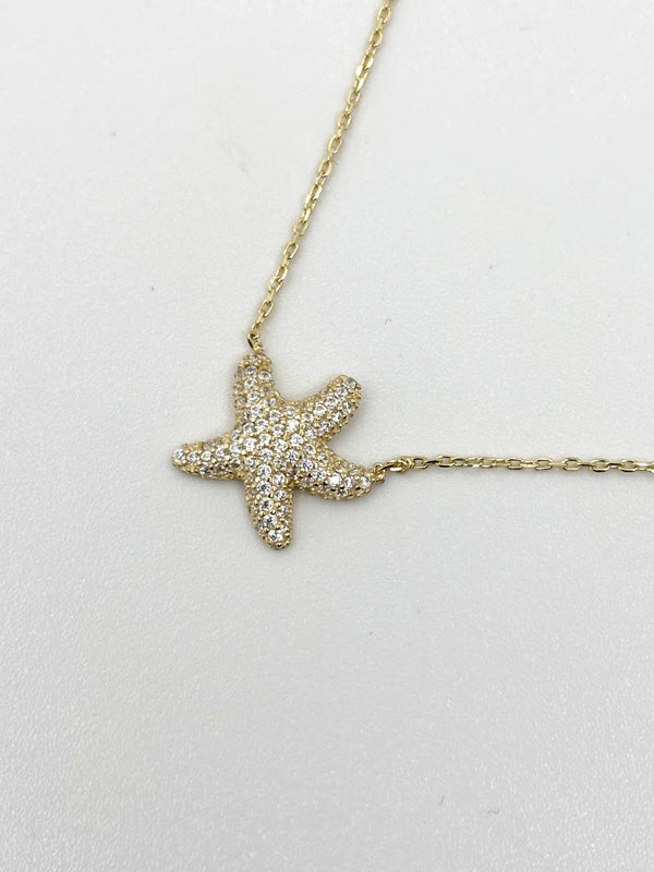 Gargantilla de estrella de mar de oro 14k