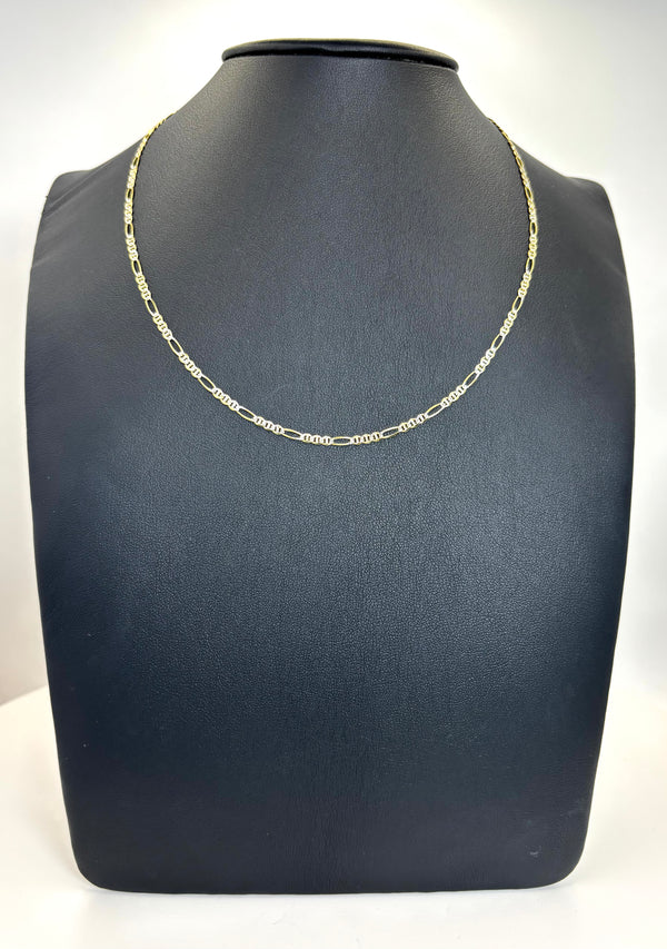 Cadena tejido navaja especial diamantada de oro 14k 45 cm