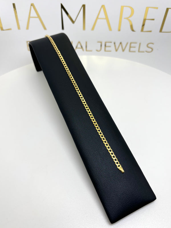 Pulsera cubana lisa de oro 14k