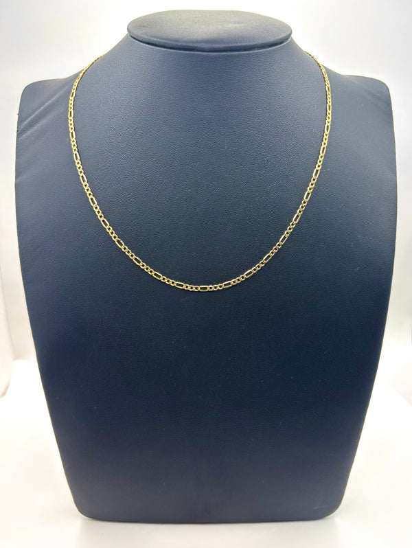 Cadena 3x1 amarilla de oro 14k 45 cm